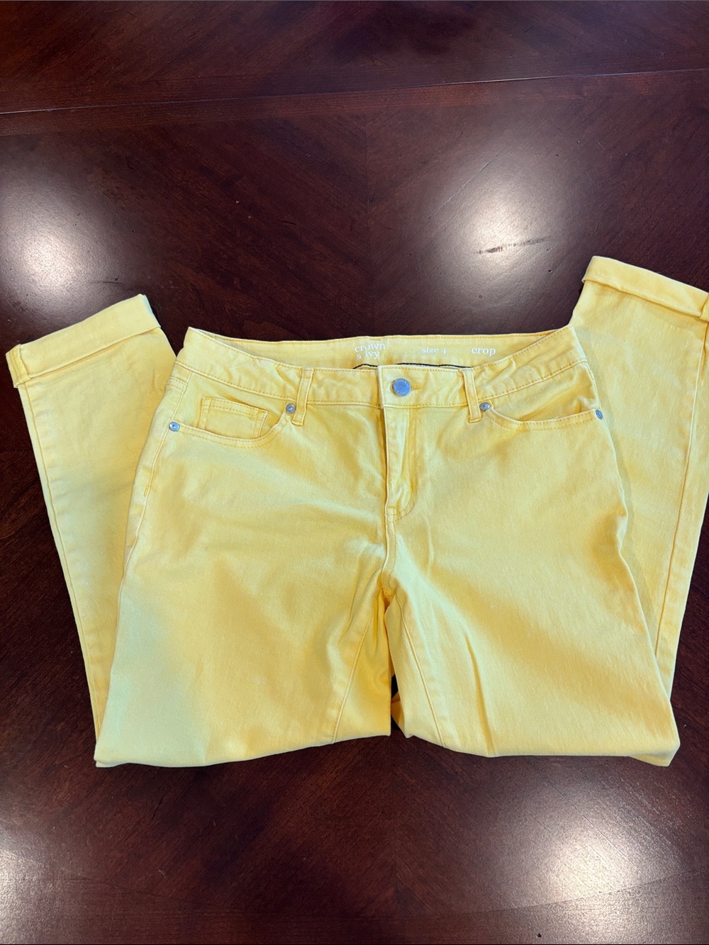 crown & ivy Bright Yellow Cropped Jeans - Women's Ankle Denim